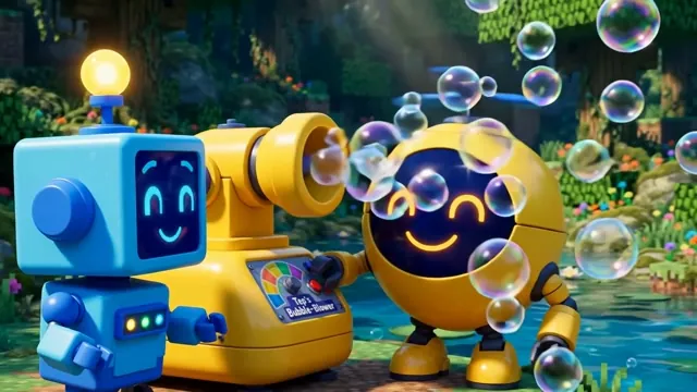 Digi and Pip in “Tens Bubble-Blower”, lesson 2 of Digi's Estimation Quest